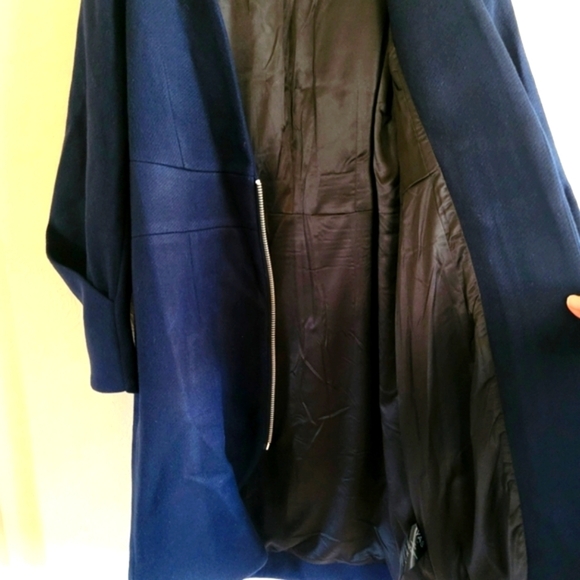 Y.A.S. , Zip Front Colarless Coat, Navy, Size Small - Picture 10 of 11